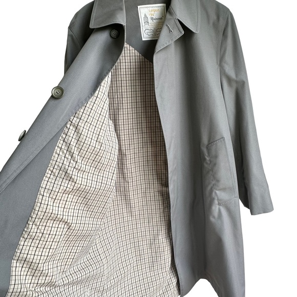 Oversized Vintage London Fog Boyfriend Trench Coat Jacket Grey Neutral - Picture 9 of 13